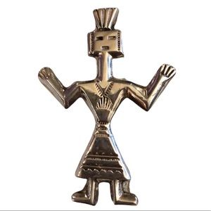 NAVAJO STERLING Felix Joe YEI spirit brooch pin